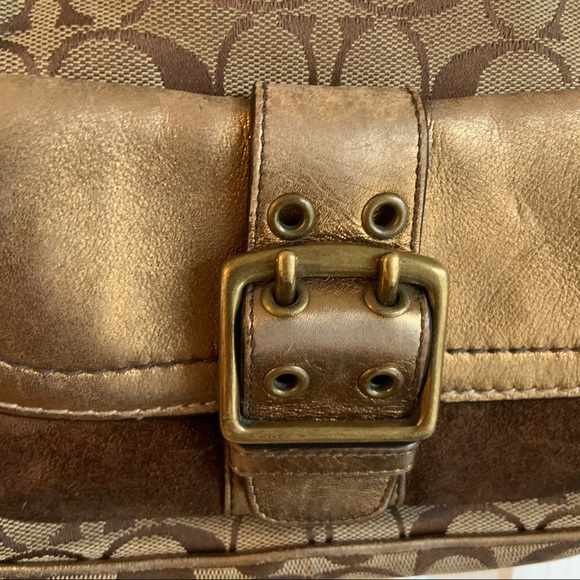 Coach Suede Leather Jacquard Logo Purse Handbag - Picture 2 of 9